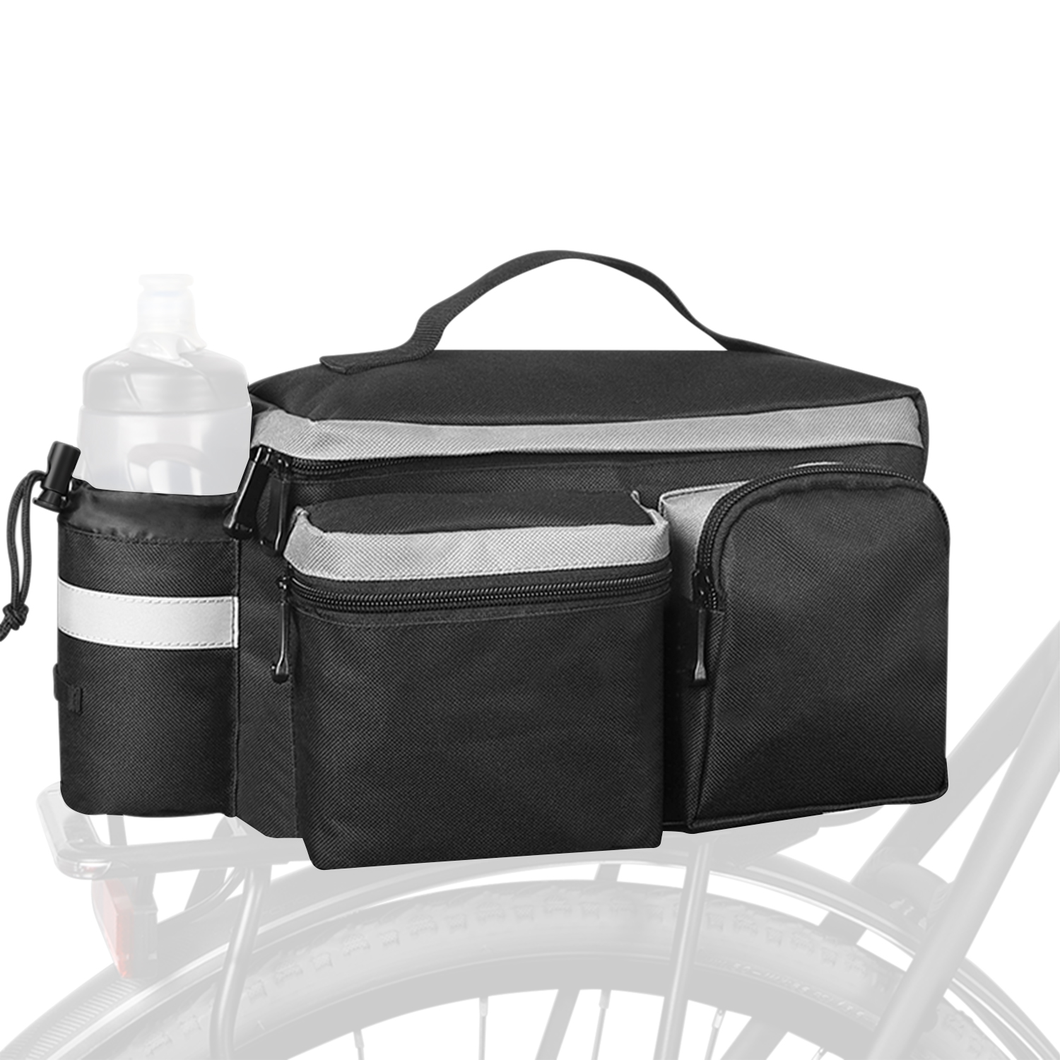 Cycling Bicycle Bike Rear Seat Trunk Shoulder Handbag Bag Rack Pannier Black