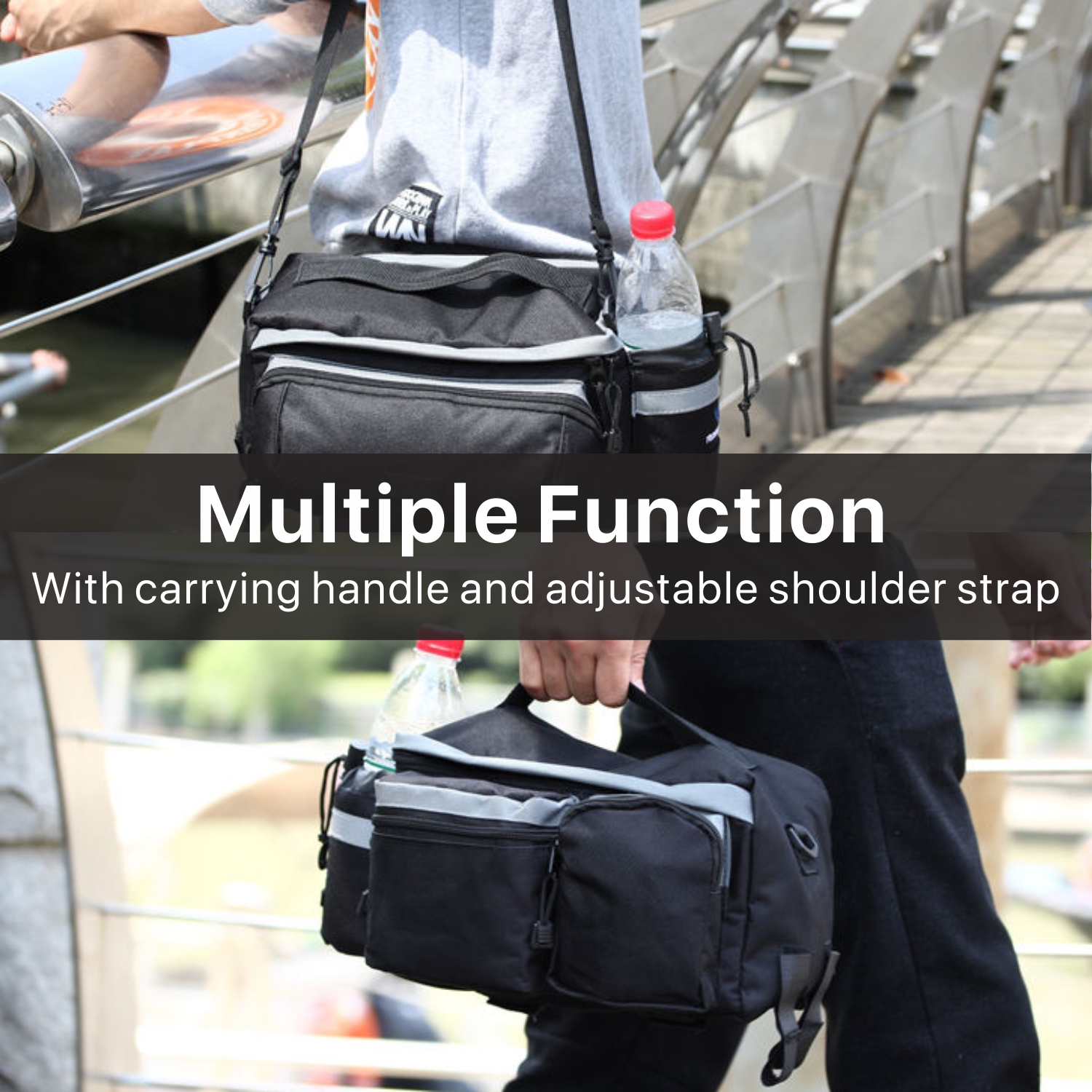 Includes a main pocket, three insert pockets and a bottle pocket