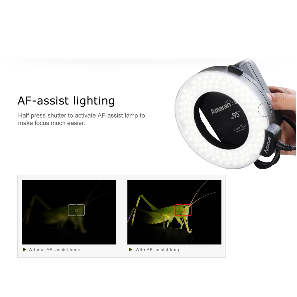 AF-assist lighting, half press shutter to activate AF-assist lamp to make focus much easier