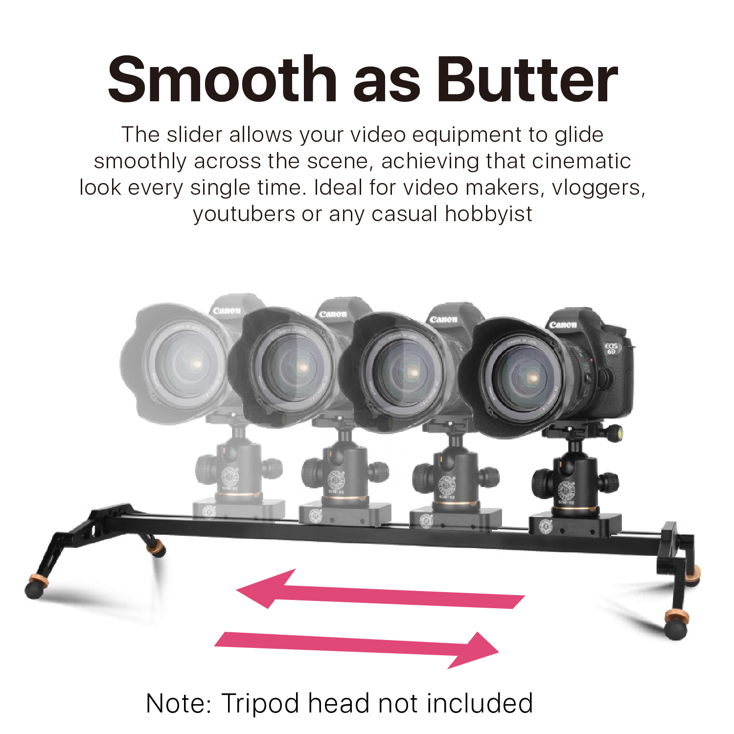Portable camera slider. Easy to carry and use, set up in minutes