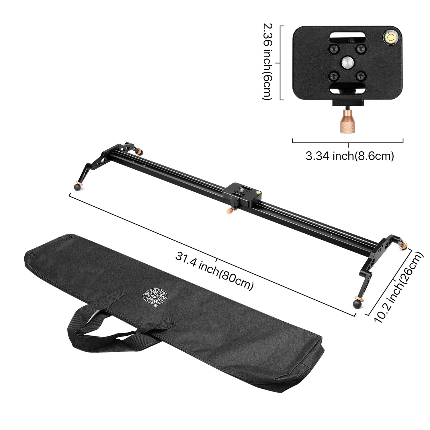 Use on a tripod, or on a flat surface with included removable and adjustable legs with non-skid rubber feet. Multiple 1/4" & 3/8" screw holes on both ends and middle for multiple mounting options