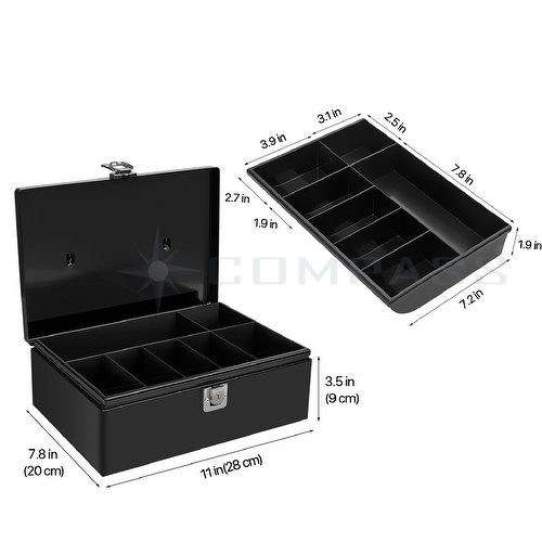 Cash Box Locking Latch with Tray Cashier Drawer Money