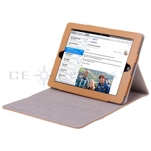 Flip Folio Stand  Ipad on Brown Leather Case Cover Flip Multi View Stand For Ipad 2