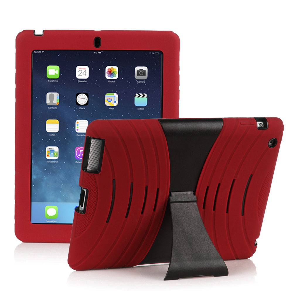 Rugged Silicone Kickstand Dual Layer Case Cover for iPad Air 4 3 2 iPad
