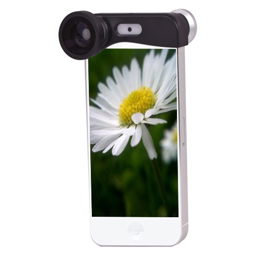 iPhone 5S Camera Lens - 3-in-1 180 Degree Fish-Eye Lens + Wide Angle Lens + Micro Lens Camera Lens Kit for Apple iPhone 5S/5