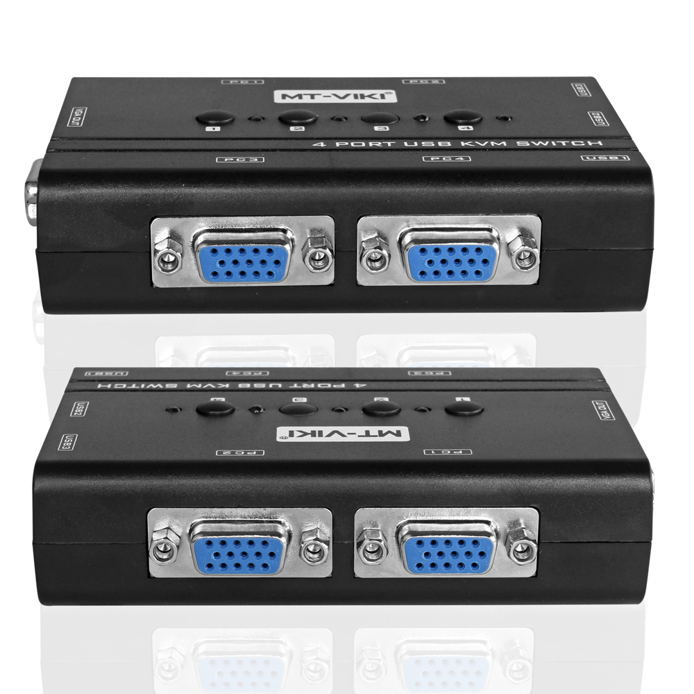 4 Port USB 2.0 KVM Switch Rack Mount Manual Box Adapter with 4 VGA USB