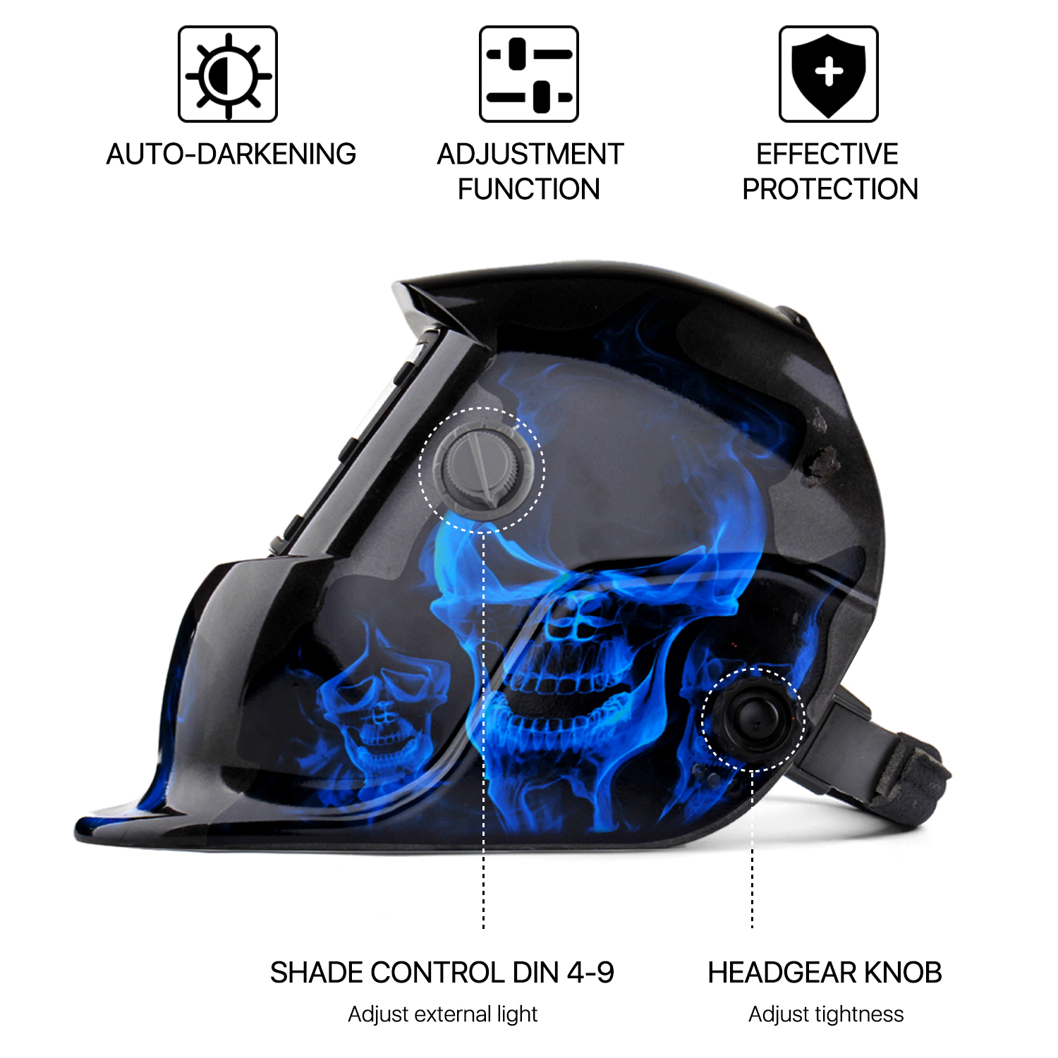 Universal auto-darkening welding helmet