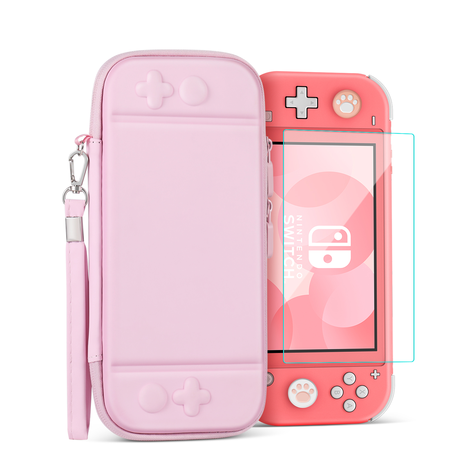 CE Compass NSLT_PU_KIT_PNK Carrying Case for Nintendo Switch Lite, Pink Kawaii Cute Travel