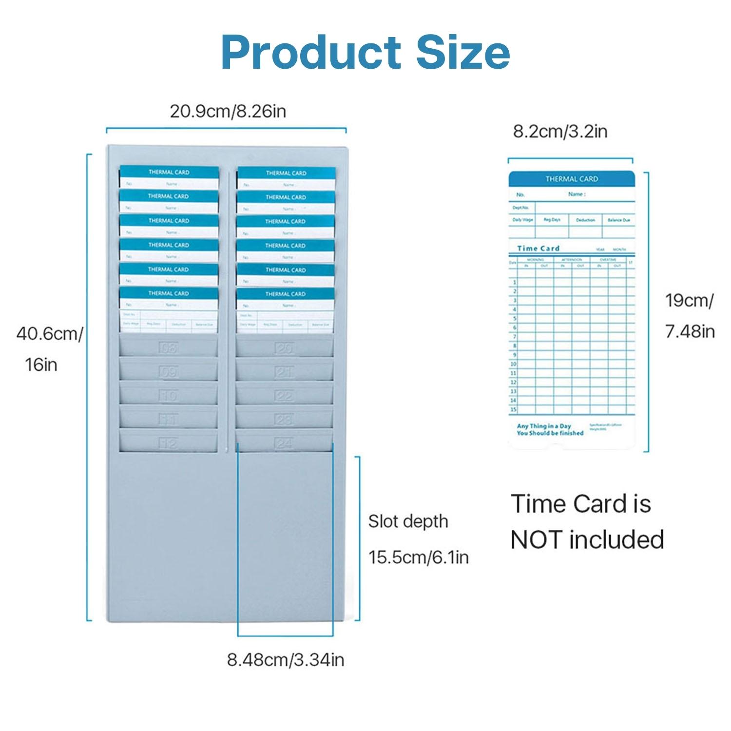 24 Pocket Slots Time Card Rack Wall Mounted Holder Office Storage in