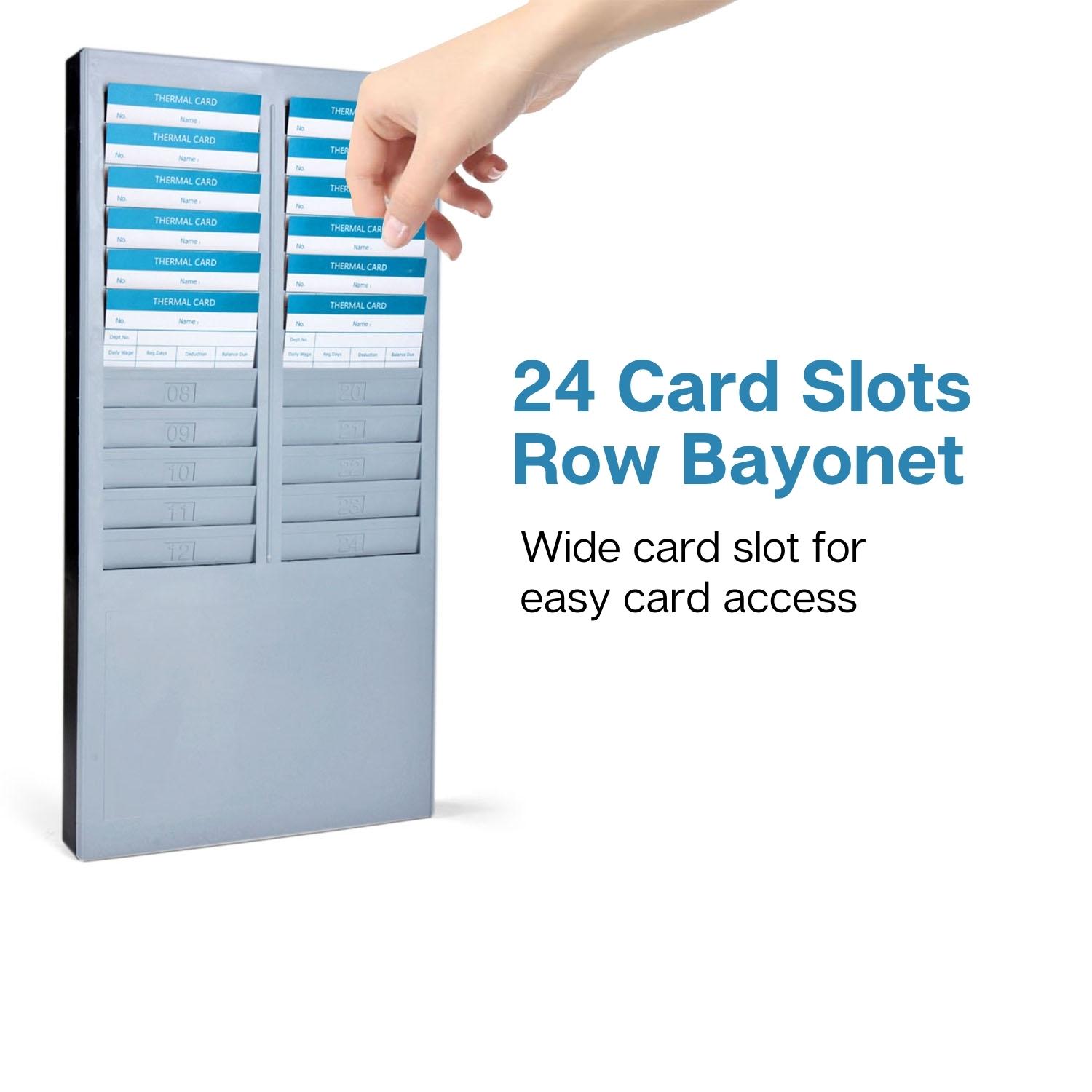 24 Pocket Slots Time Card Rack Wall Mounted Holder Office Storage in