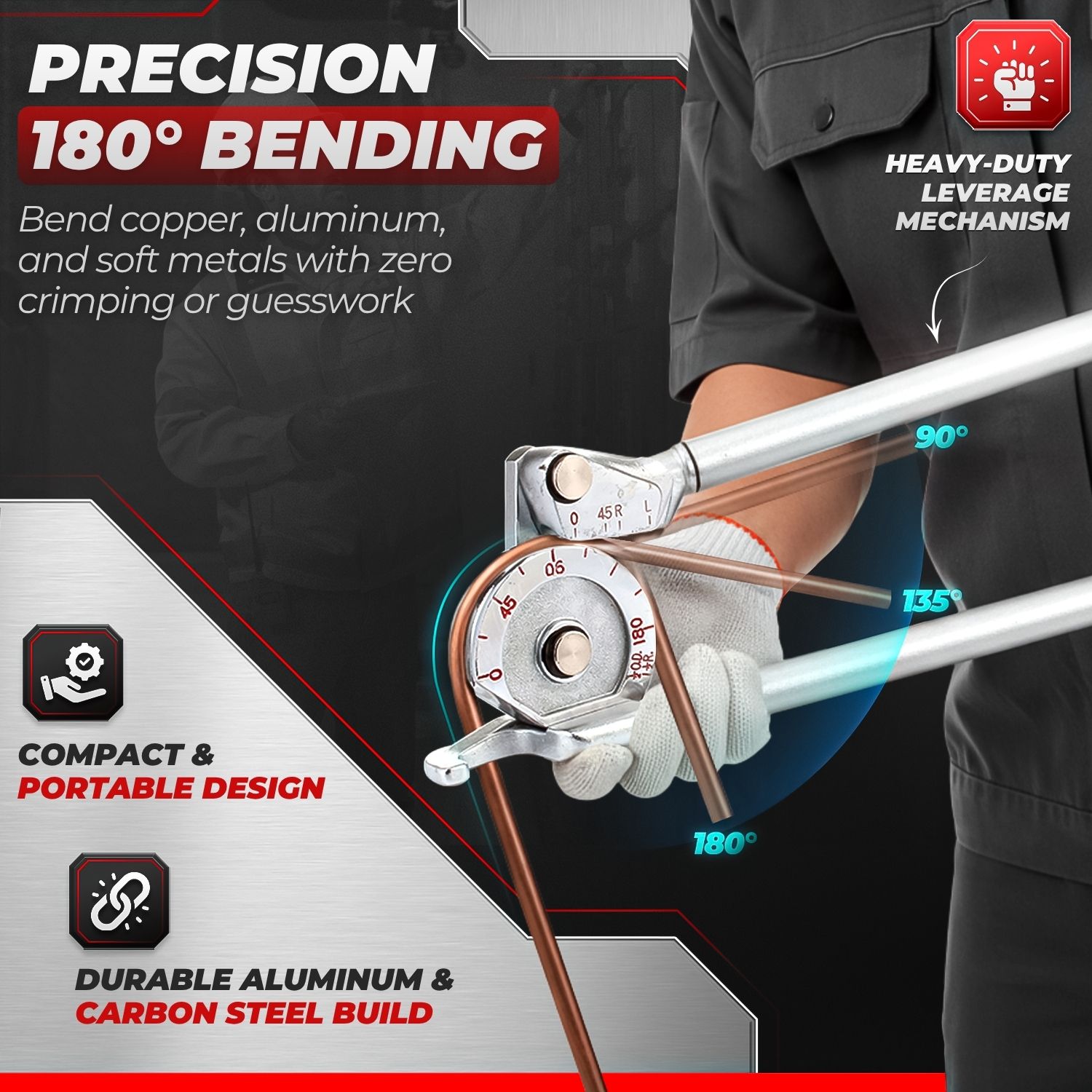 Manual Tube Bender Tool For 1/2" OD Steel Tubing Soft Copper HVAC Refrigeration eBay