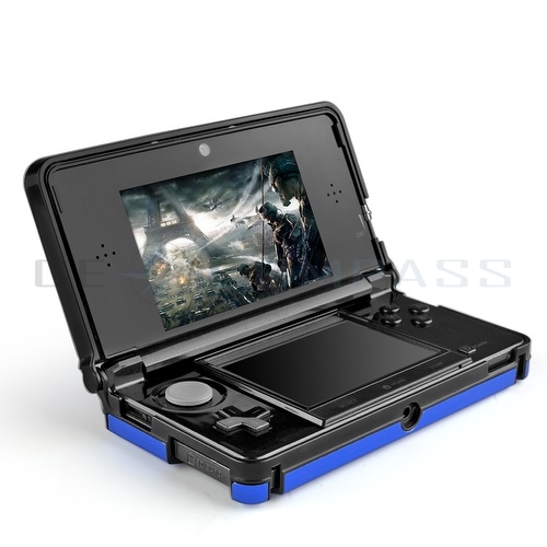 Blue Metallic Style Hard Case Cover LCD Screen Protector for Nintendo 