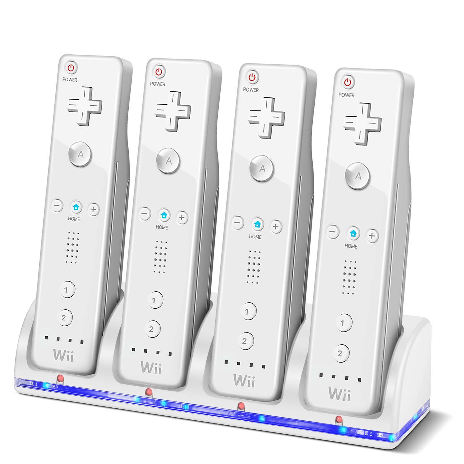Remote Controller Charger + 4x Battery For Nintendo Wii
