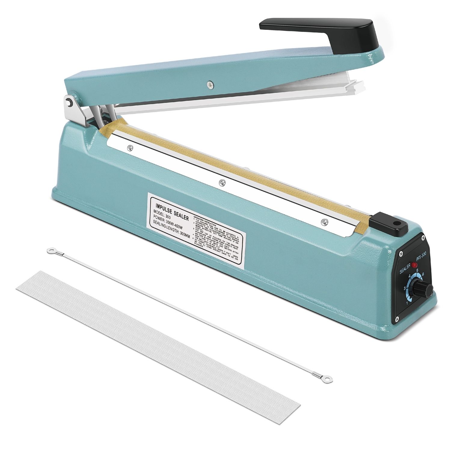 12" (300mm) Manual Impulse Heat Sealer Poly Bag 350W w/ Element Grip