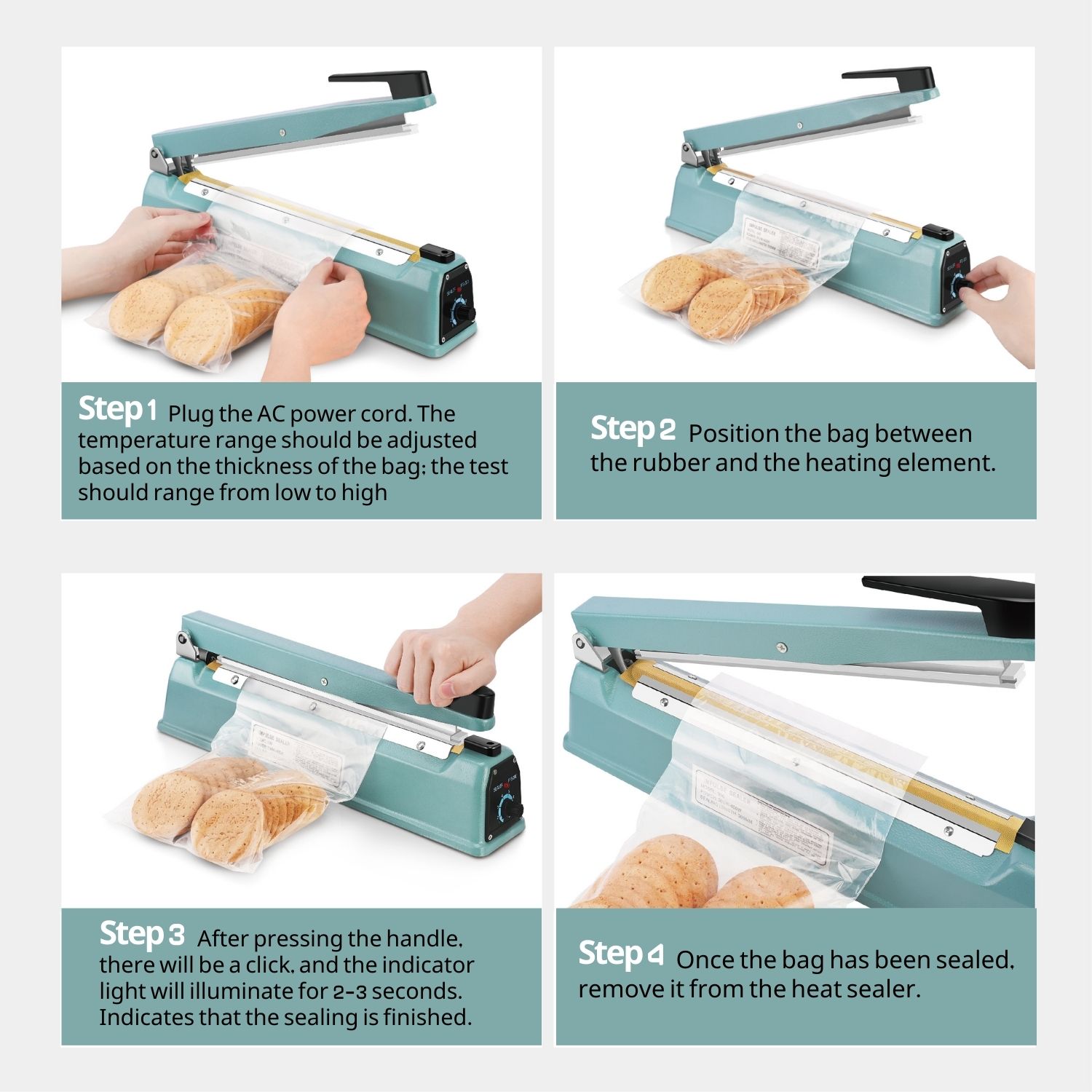 Mm Manual Impulse Heat Sealer Poly Bag W W Element Grip