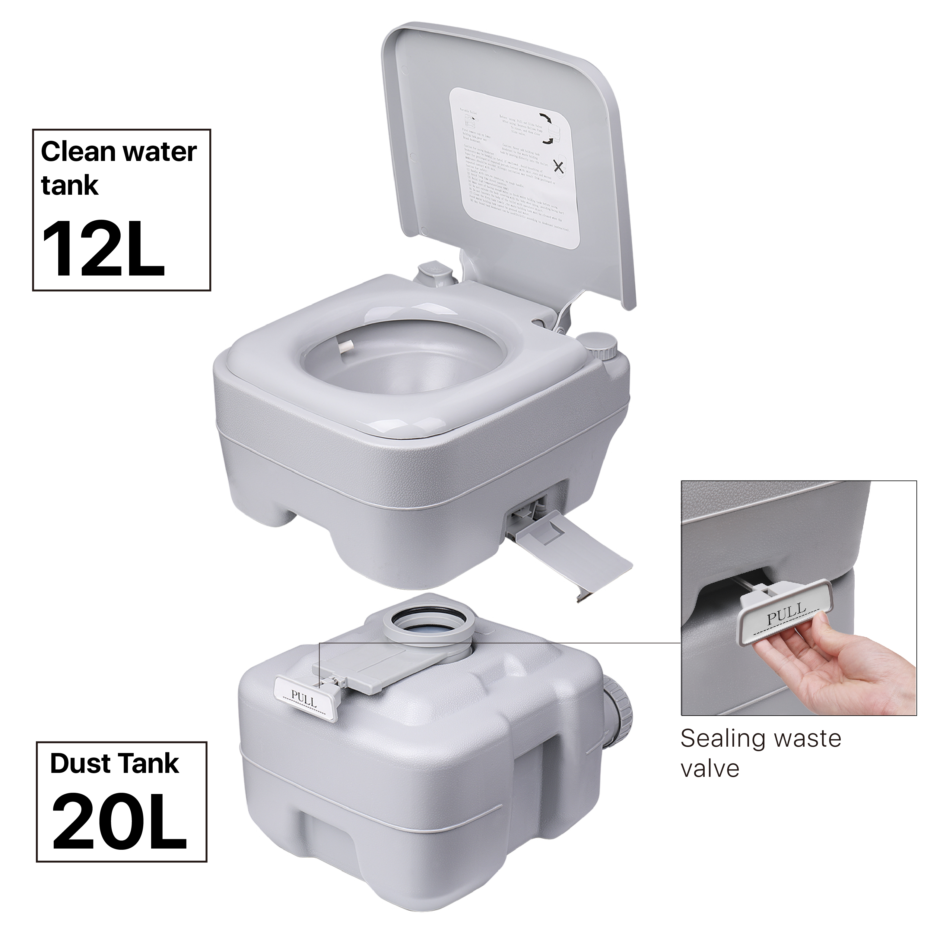 Outdoor Portable Toilet Travel Mobile Potty Seat Waste Tank Camping RV