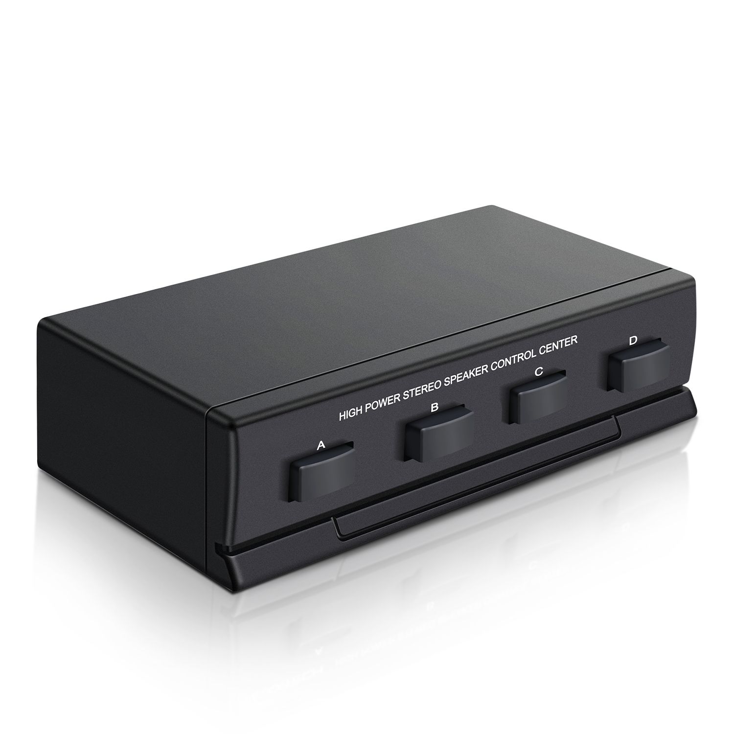 TNP Speaker Selector Switch Box - 4 Zone Channel High Power Stereo Amp Speaker Splitter with A/B/C/D Control Switcher, Spring Clip Connectors, Plug and Play Design, Up to 100W Per Channel