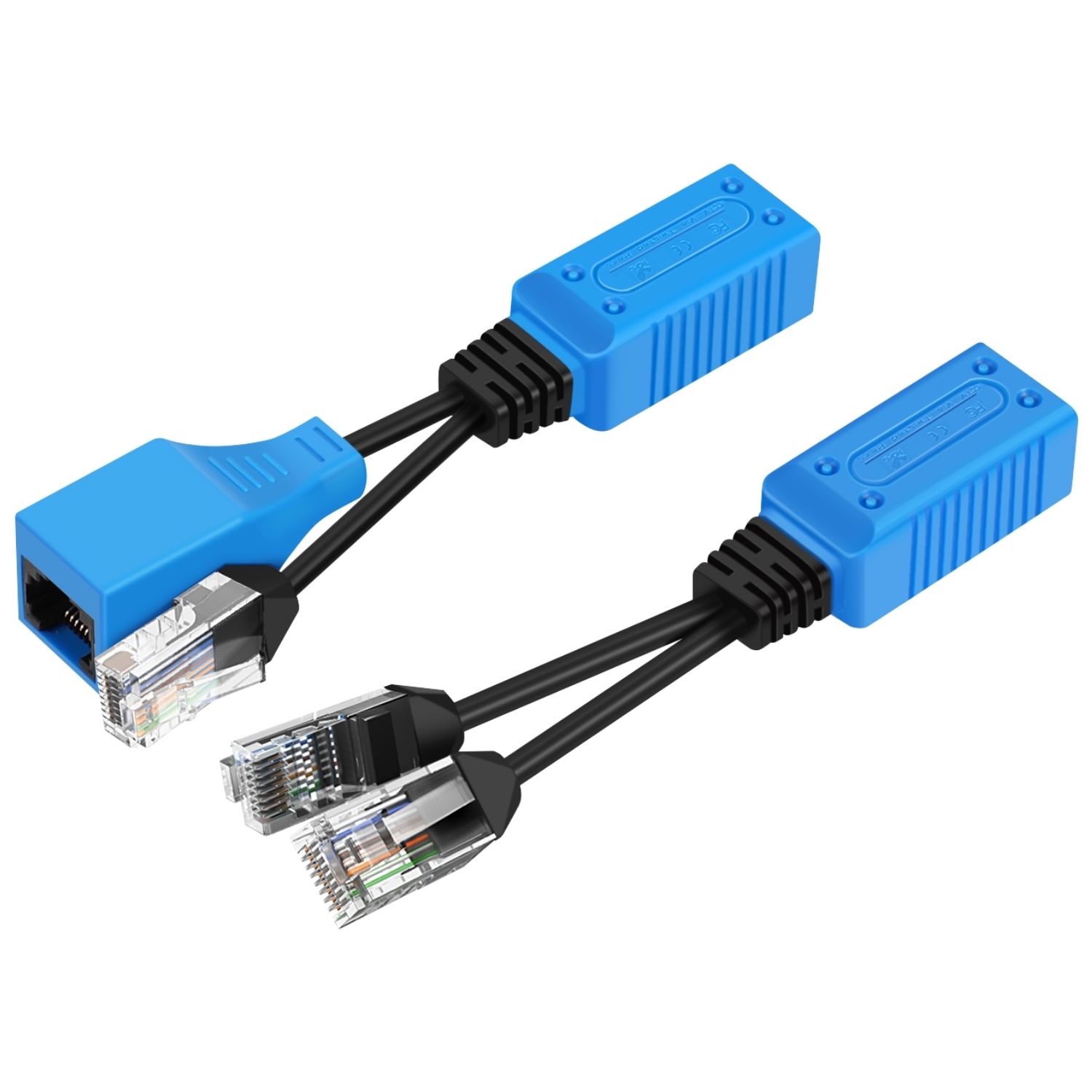 RJ45 Ethernet Cable Combiner/Splitter Kit (1 Pair), 2 Male to 1 Female & 1 Male 1 Female to 1 Female POE Data Adapter LAN Ethernet Network Extender Y Splitter Cat5 Cat5e Cat6 UPOE Cable for Security Monitoring Surveillance System