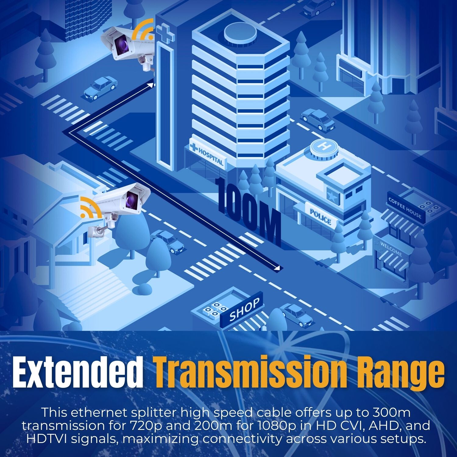 Connect two male RJ45 to your switch, and remotely connect each to your camera, Wi-Fi or phone