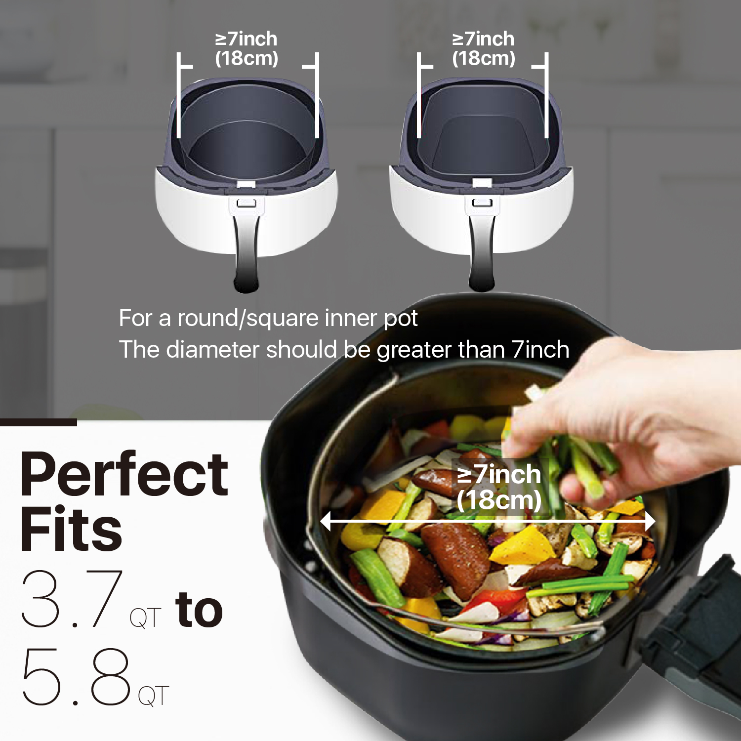 SGS Food Grade Materials & Stainless Steel - Our air fryer accessories are certified by world-leading SGS standards materials that are 100% safer and healthier. Enjoy your healthy cooking time with this safe and reliable air fryer kit!