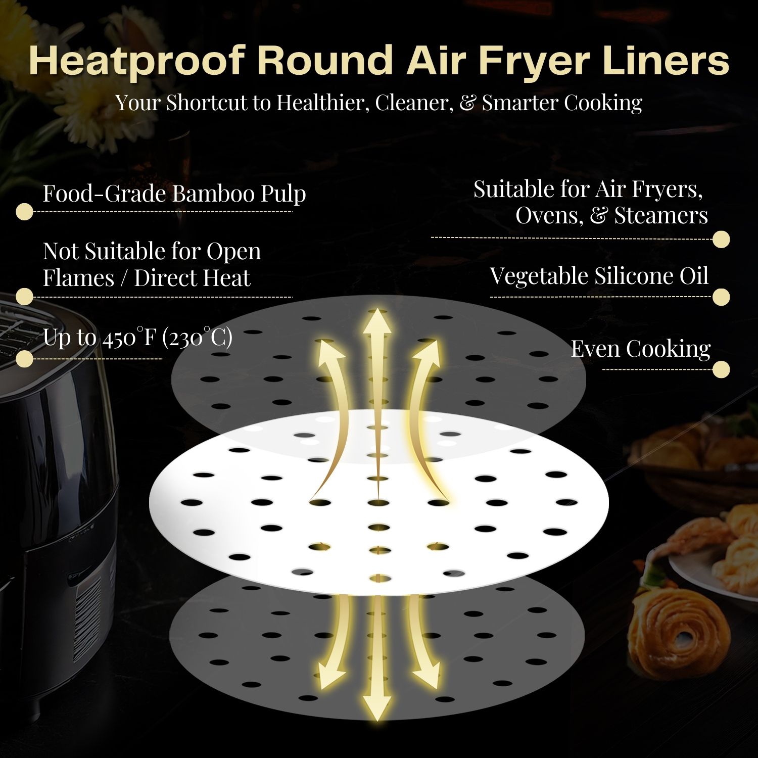 Air Fryer Perforated Parchment Paper Sheets Unbleached