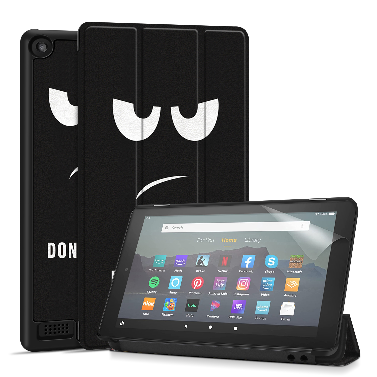 Case Cover for Amazon Kindle Fire 7 Tablet 9th & 7th Generation, Smart Slim PU Leather Protective Sleeve with Auto Sleep/Wake, Flip Stand f/ 7-Inch Display 2019 2017 Release Gen (Don't Touch)