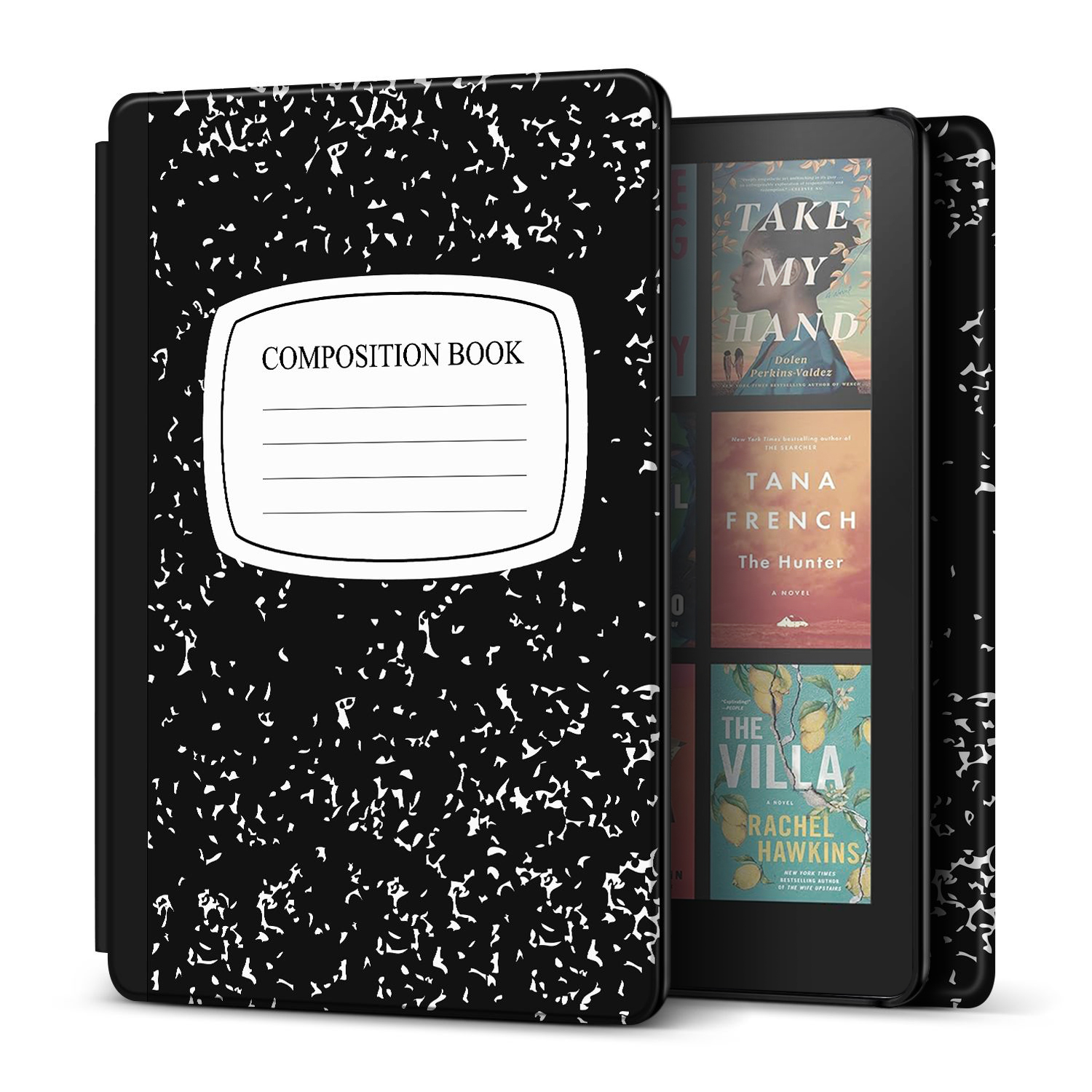 TNP Case for 7" Kindle Paperwhite 12th Generation 2024 / Kindle Paperwhite Signature Edition, PU Leather Cover, Protective Sleeve Folio Case with Smart Auto Sleep/Wake, Composition Book Black