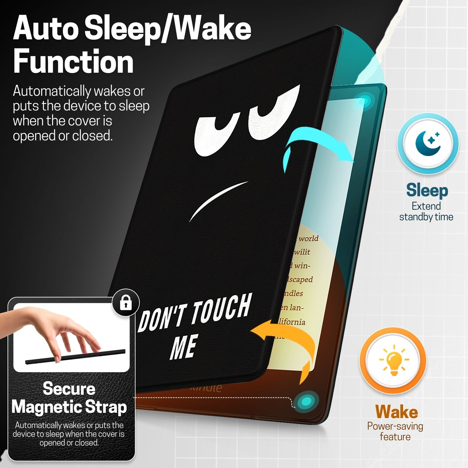 Compatible with Kindle Paperwhite covers 7 inch and Automatically wakes or puts your device to sleep when the lid is opened and closed; Cover folds back for easy one-handed reading