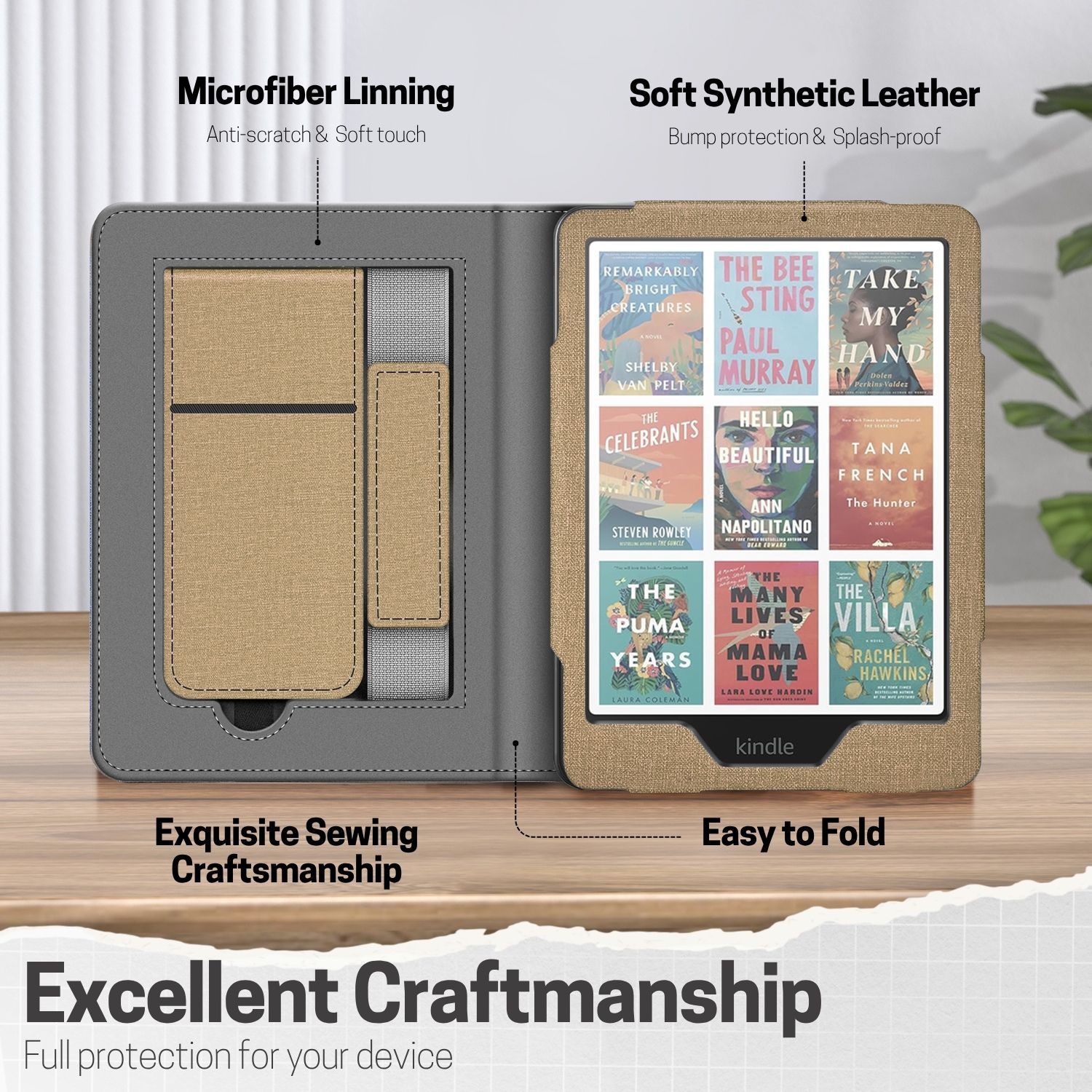 Slim, Lightweight, & Protective: Designed with premium synthetic leather and a soft microfiber interior for Kindle Paperwhite 12th generation case, this ultra-slim case offers lightweight protection against scuffs, scratches, and everyday wear while maintaining a sleek profile