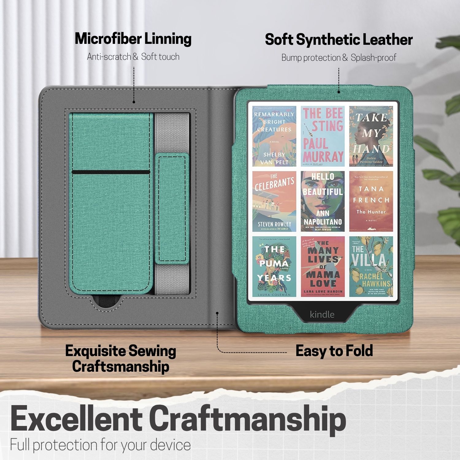 Slim, Lightweight, & Protective: Designed with premium synthetic leather and a soft microfiber interior for Kindle Paperwhite 12th generation case, this ultra-slim case offers lightweight protection against scuffs, scratches, and everyday wear while maintaining a sleek profile