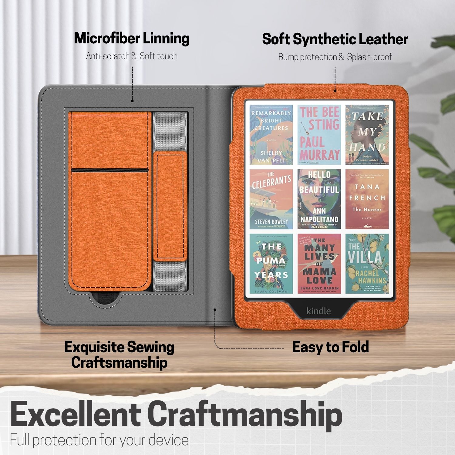 Slim, Lightweight, & Protective: Designed with premium synthetic leather and a soft microfiber interior for Kindle Paperwhite 12th generation case, this ultra-slim case offers lightweight protection against scuffs, scratches, and everyday wear while maintaining a sleek profile