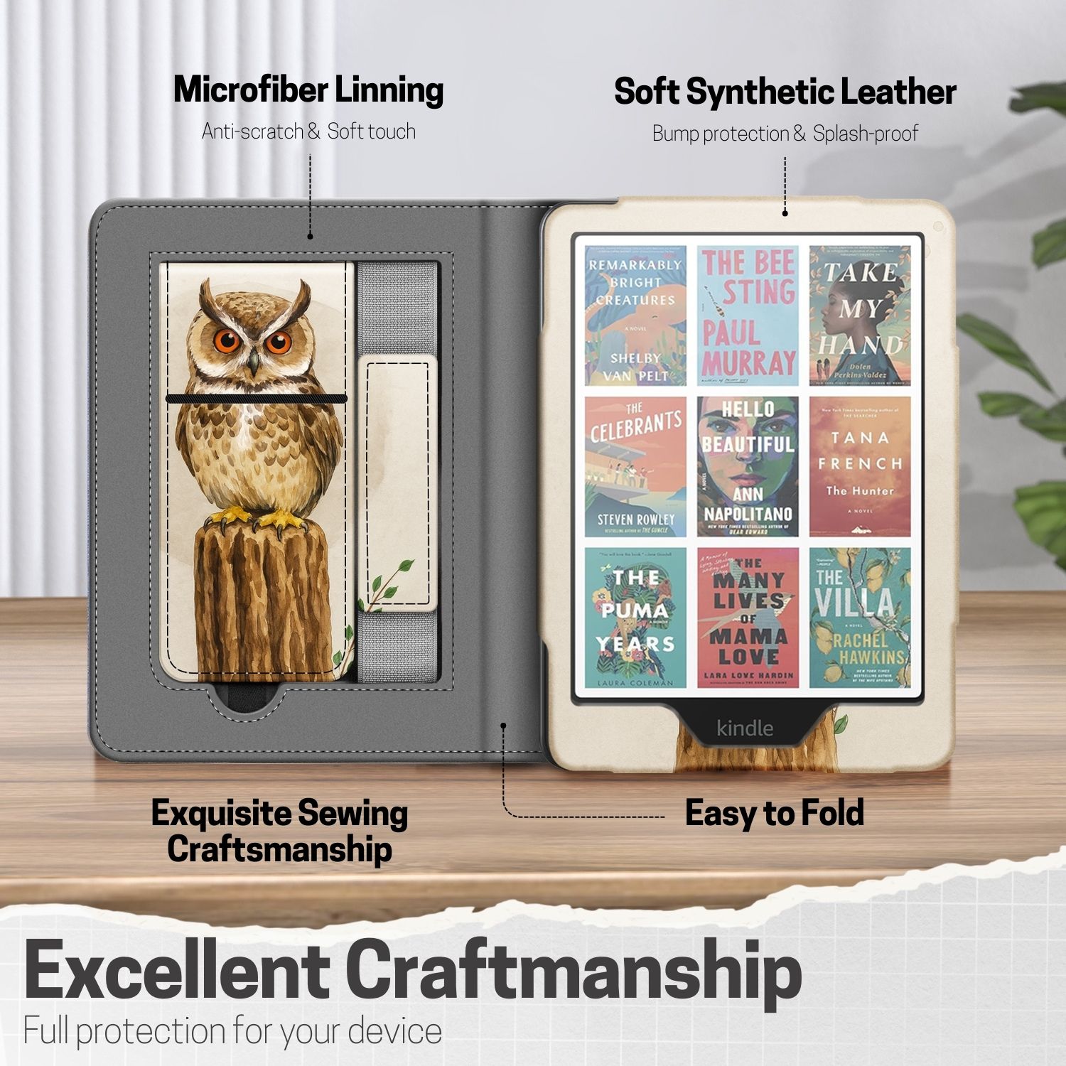 Slim, Lightweight, & Protective: Designed with premium synthetic leather and a soft microfiber interior for Kindle Paperwhite 12th generation case, this ultra-slim case offers lightweight protection against scuffs, scratches, and everyday wear while maintaining a sleek profile