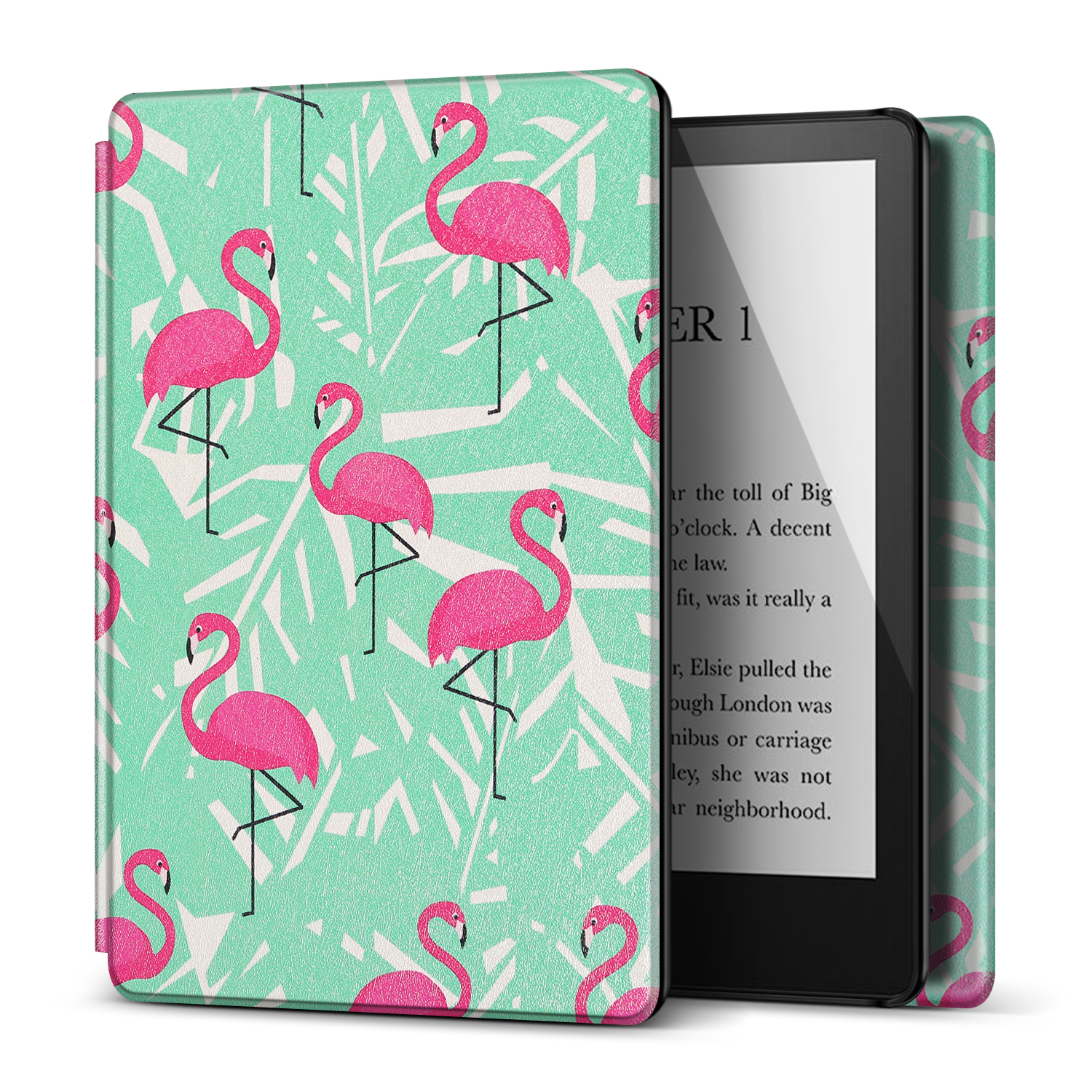 Case for 6.8" Kindle Paperwhite 11th Generation 2021 / Kindle Paperwhite Signature Edition, PU Leather Cover, Protective Sleeve Folio Case for Kindle E-Reader with Auto Sleep/Wake, Flamingo