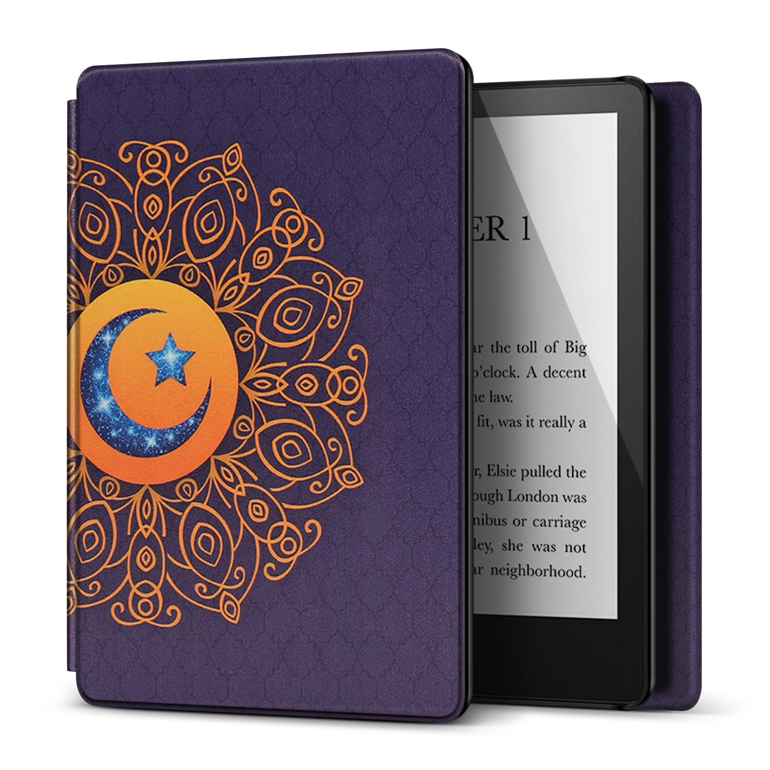 Case for 6.8" Kindle Paperwhite 11th Generation 2021 / Kindle Paperwhite Signature Edition, PU Leather Cover, Protective Sleeve Folio Case for Kindle E-Reader with Auto Sleep/Wake, Star Moon