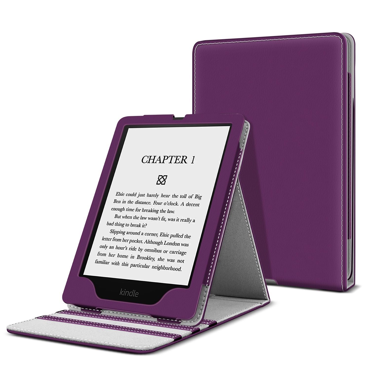 Case Covers for Kindle Paperwhite Cover 11th Generation-2021 / Signature Edition 6.8 Inch eReader with Foldable Stand, Vertical Flip Origami Paper White Cover, Premium PU Leather, Purple