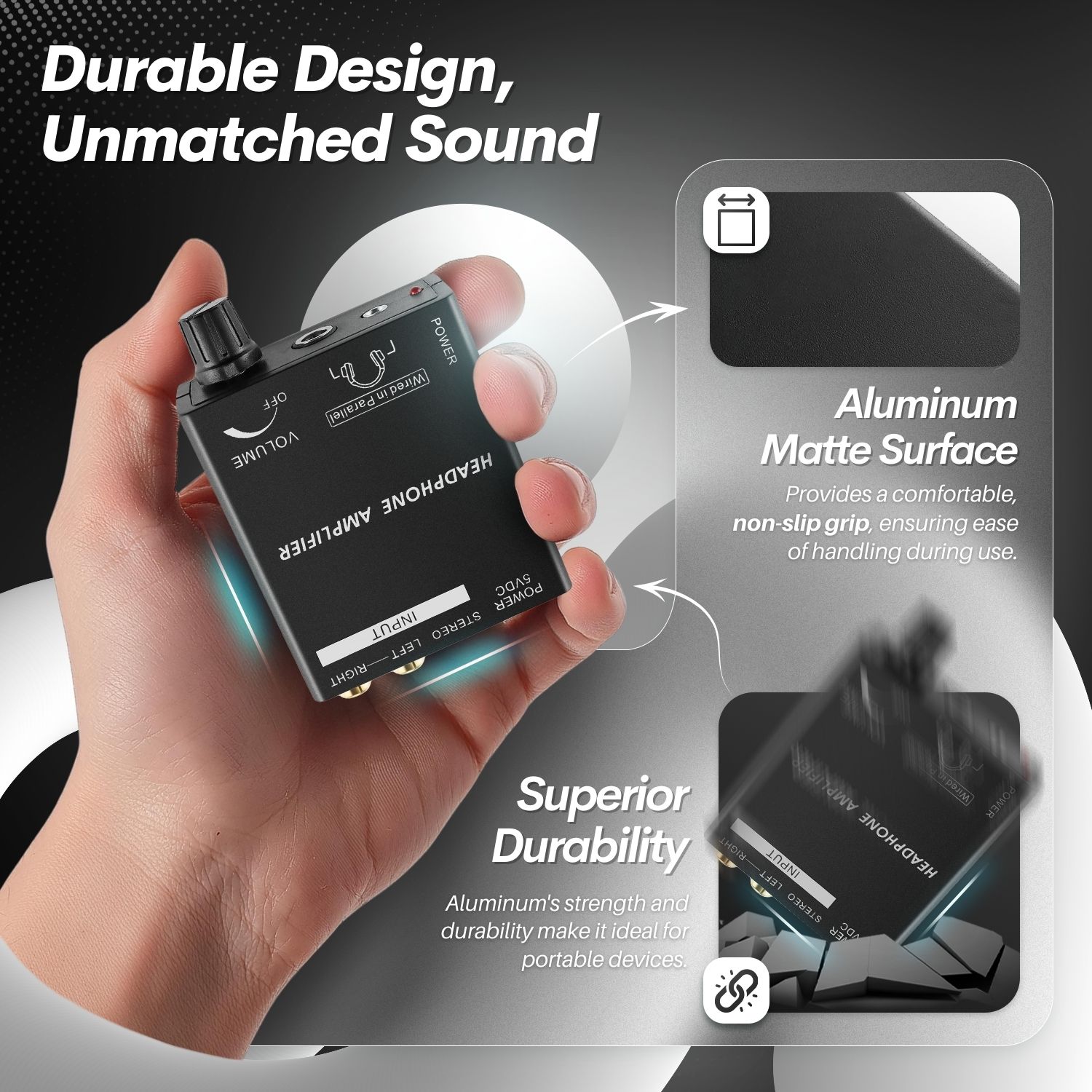 Portable and Lightweight: This Headphone Amplifier is designed to enhance your music listening experience wherever life takes you; A sleek and sturdy shell and chassis allow for a durable use