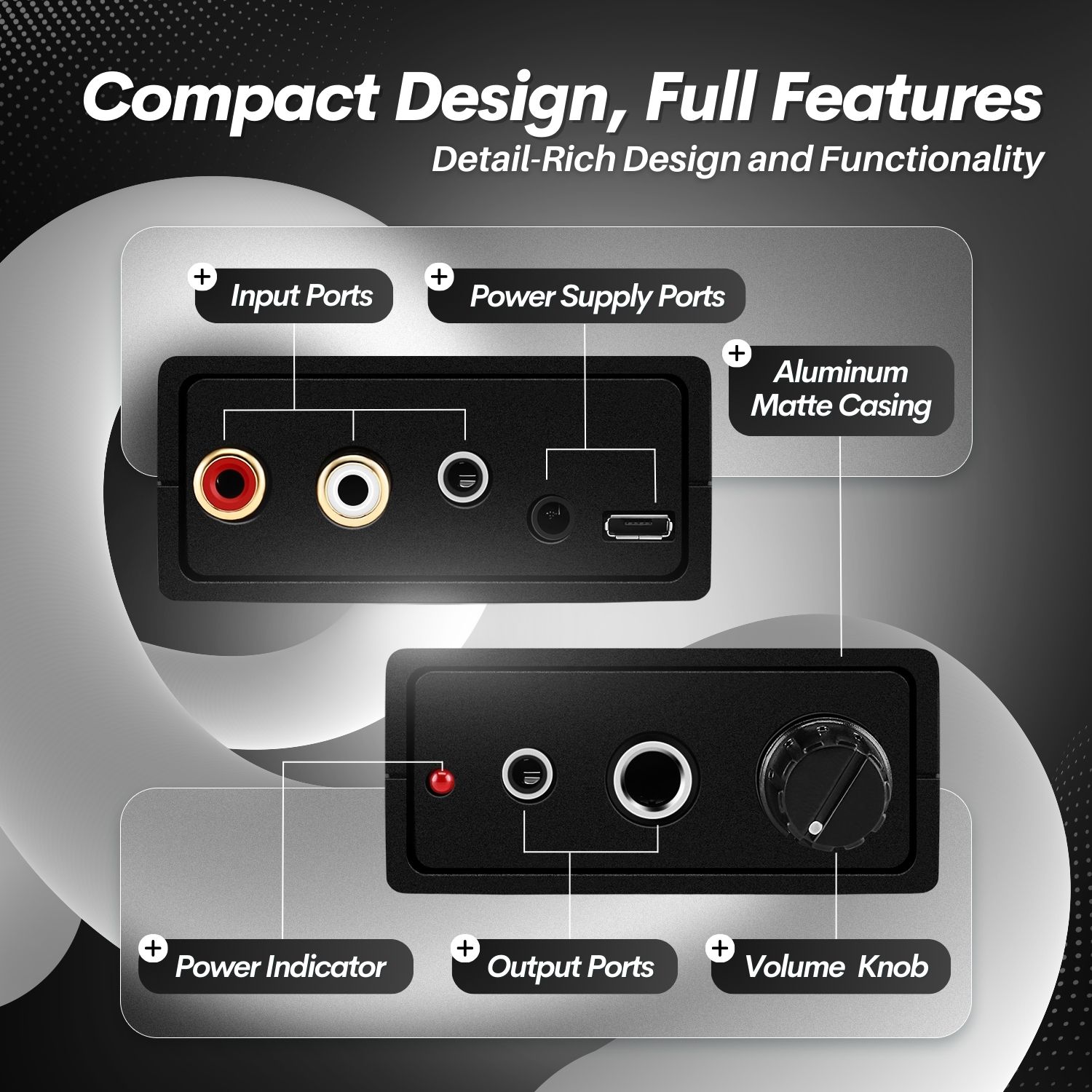 Power on with LED indicator and push your headphone cans to the next level with this headphone amp; Widely used in music stores, choir, studios, museums, education, home component systems, commercial sound systems and anywhere you go