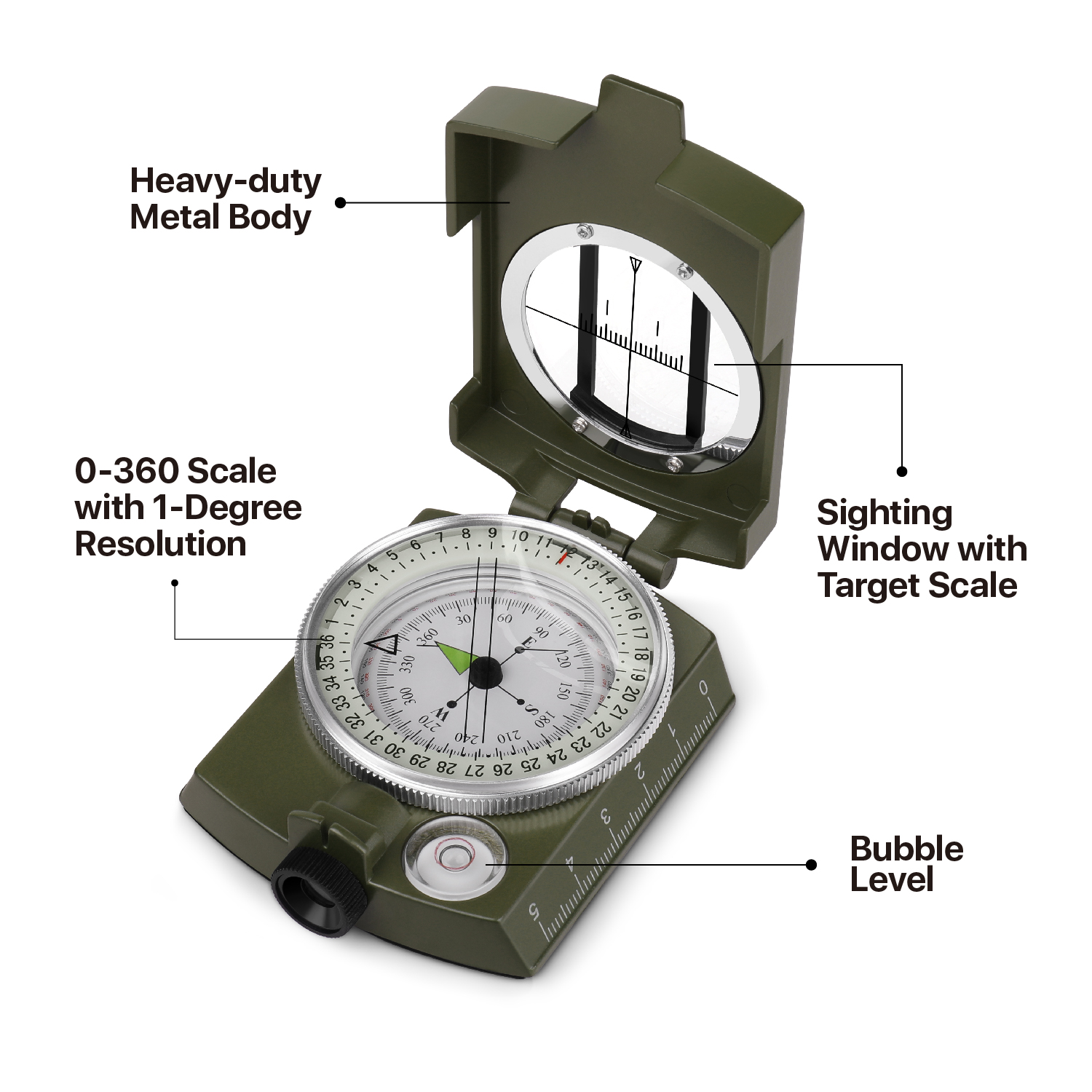 Military Pocket Army Compass with Neck Strap Belt Carry Pouch For ...