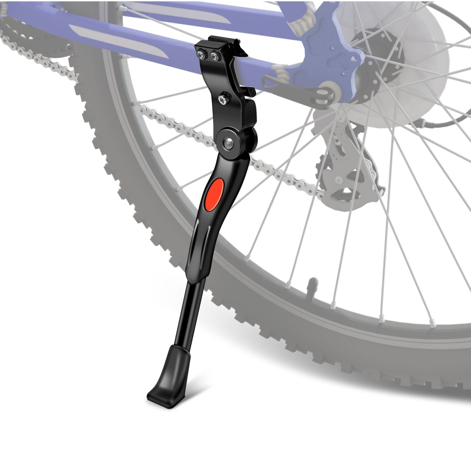 Bike Kickstand, Black - Aluminum Alloy Length Adjustable Cycling Rear Mount Side Stand Extension Foot Replacement, Fits 22 - 26 inch Tires, Ideal For Mountain Road Folding Kids Sports Bike