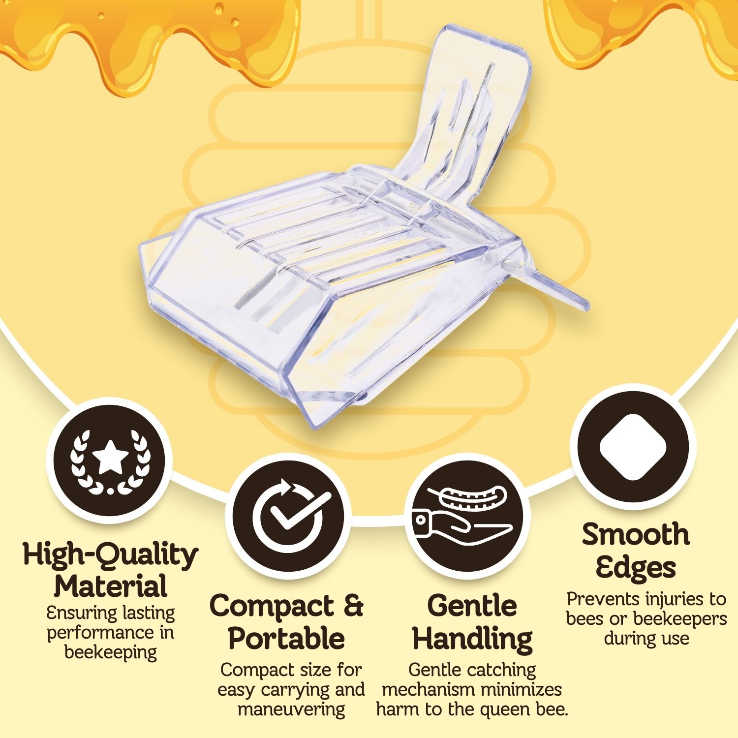 One-Handed Honeybee Queen Catcher - Featuring a light spring mechanism, this bee catcher clip allows you to handle queen bees with one hand, making it easy to use without direct contact