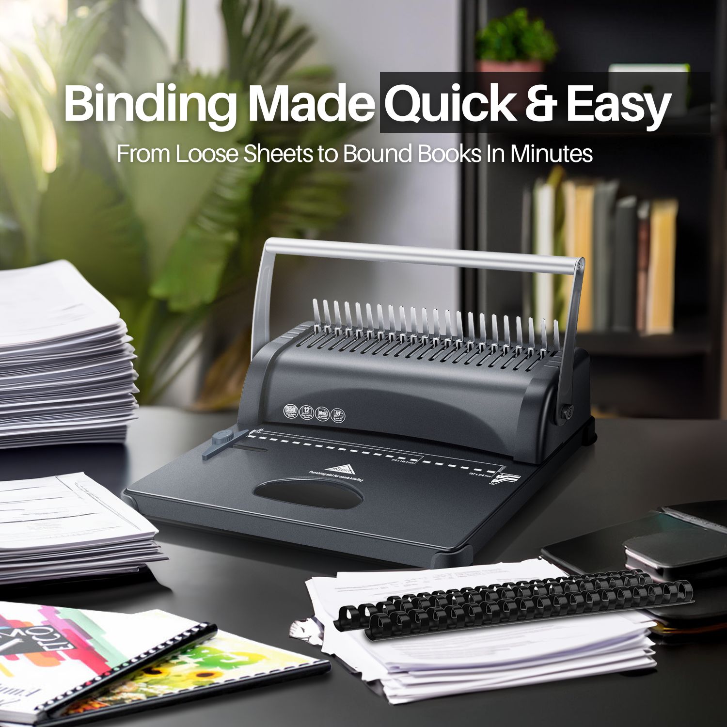 Binding Machine A4 Binding Machine With Adjustable Margins - 21-Hole ...