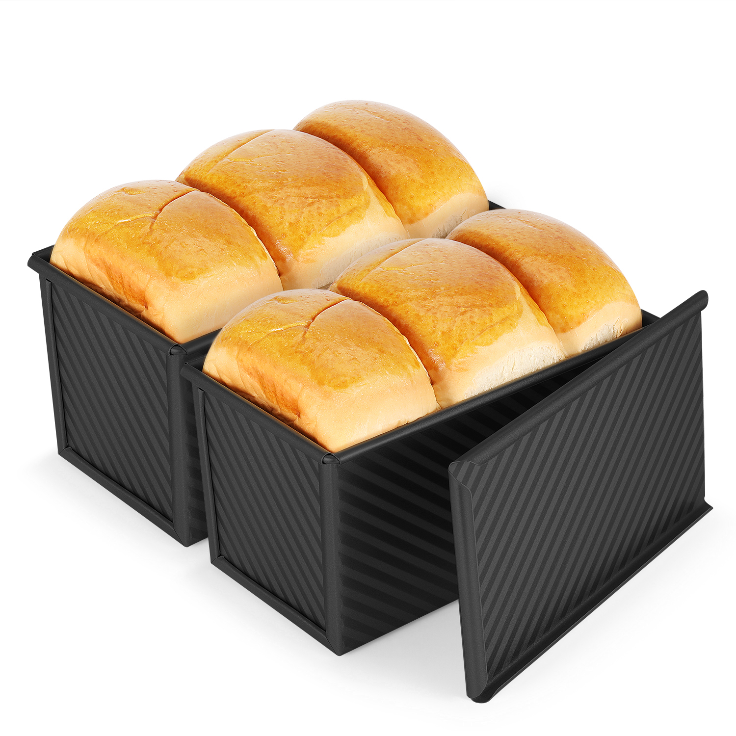 Lid or No Lid - Make pillow-soft snacks at home with Pullman bread loaf pans for baking bread, with an optional sliding lid to bake flat or round-topped loaves of bread. With 4.6 in sidewalls for extra support during rising.
