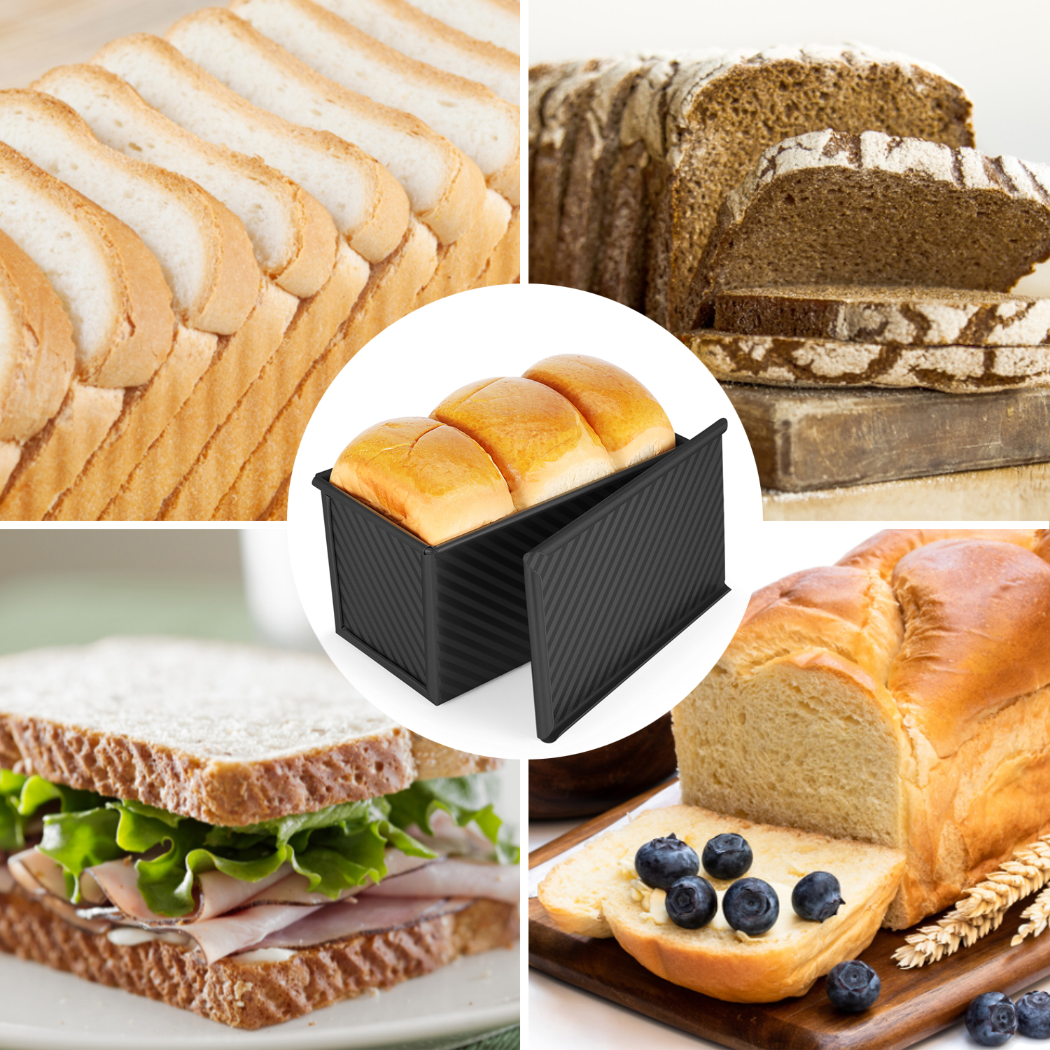 Widely Applicable - Incredibly versatile, aside from quick loaf bread baking and yeasted loaves, this sandwich bread loaf pan with lid can also be used for babkas, pound cakes, coffee cakes, and freezing ice cream.