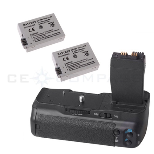 Battery Grip For Canon EOS 550D/600D BG E8 Rebel T2i T3i SLR + 2 LP E8 