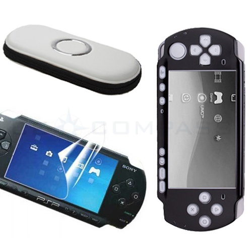   Sony PSP 3000 1 x Black Hard Case for PSP 1x LCD Screen Protector for