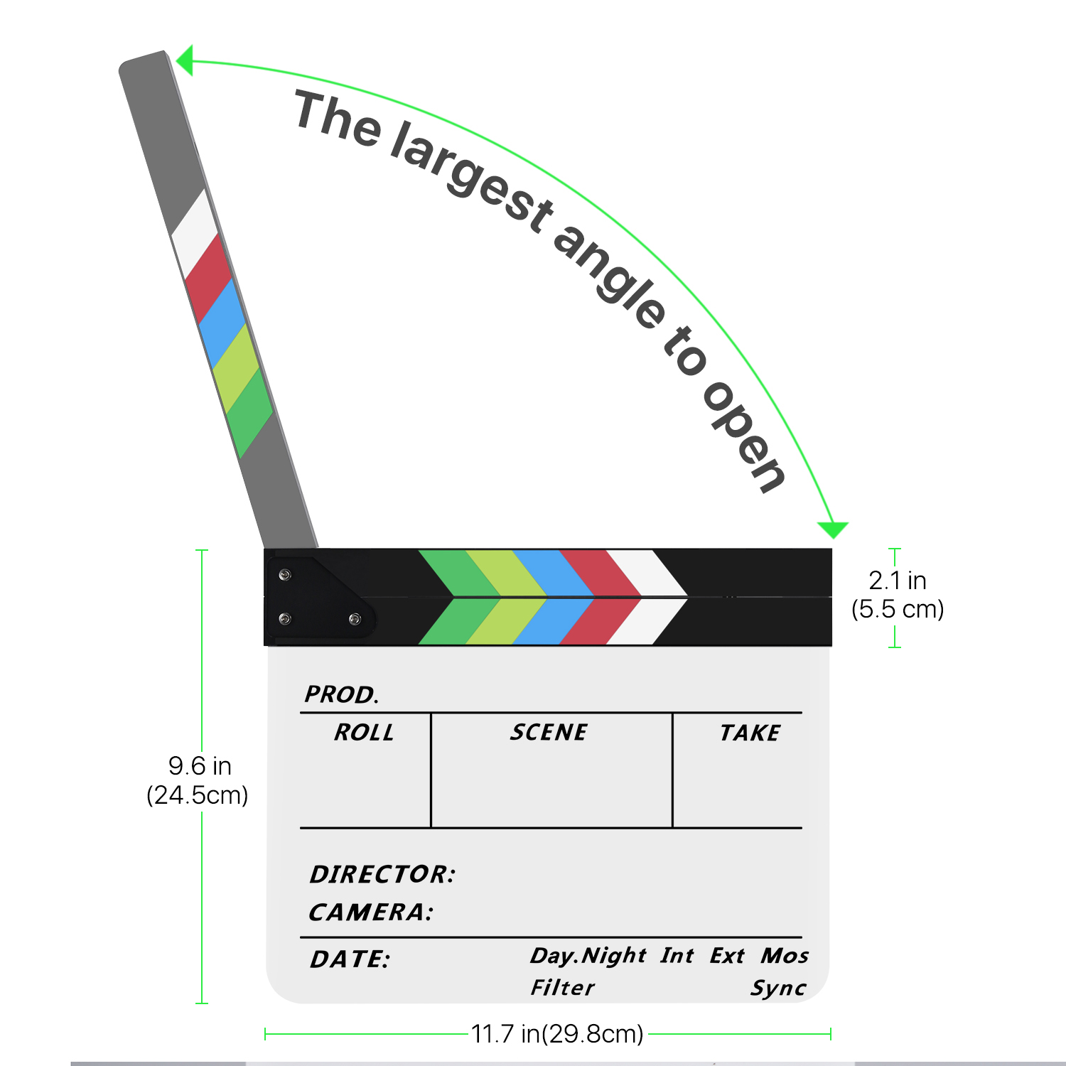 Organic Acrylic Material and non-wood produced, easy to be written or cleaned. Great kit for film shooting, directors or movie fans. The special design clap-strip is powerful enough to avoid crack