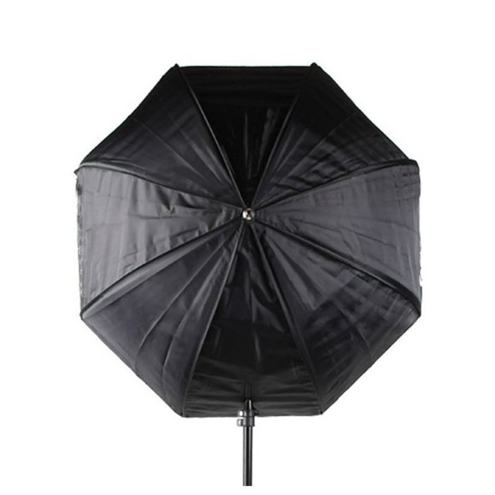 It is a soft box when being spread and like an umbrella when being folded, easy to use.