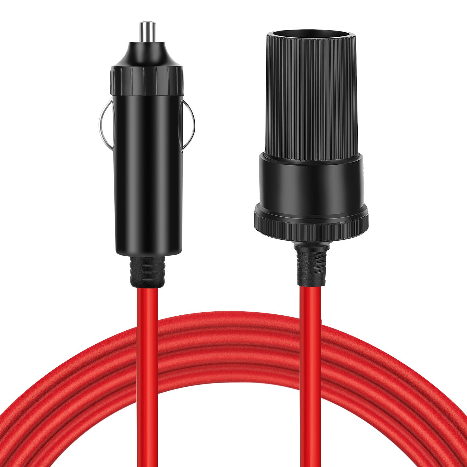 TNP Car Cigarette Lighter Extension Cord 15ft - Red 24v / 12v Extension Cord with Cigarette Lighter Plug - Male to Female Cigarette Lighter Extender Cable for Tire Inflators, Vacuum, Mini Refrigerator