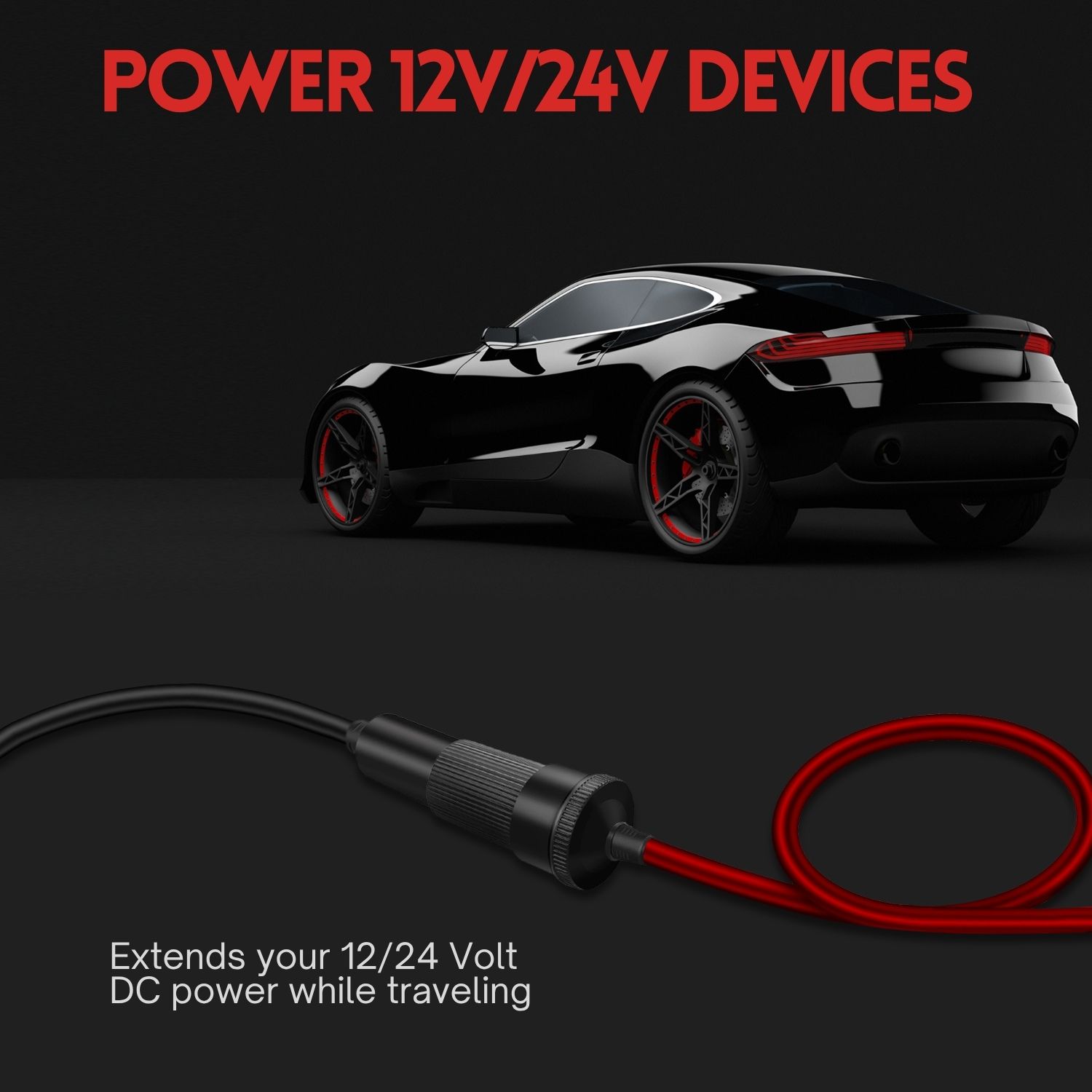 Expand Your Capabilities: This 15 ft  24v to 12v cigarette lighter power cord  allows you to access the furthest distance you need while carrying enough power so you can get the job done safely and reliably
