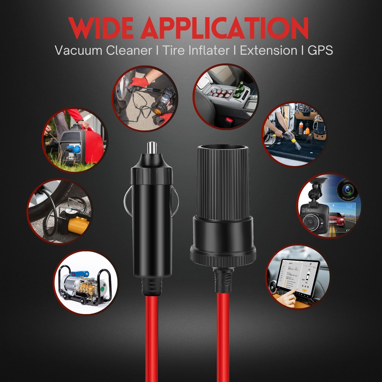Safety Protection: Our cigarette plug extension is made from heavy-grade wire, quality connectors, and built-in 10A fuse, which provides excellent energy transfer without fear of a short circuit or overheating